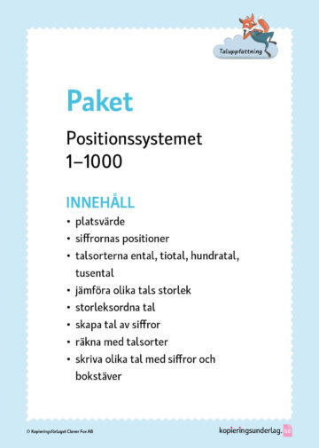 paket positionssystemet 1-1000